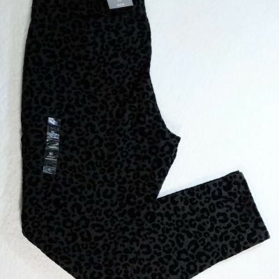 Style & Co Legging Womens Size XL Deep Grey Animal Cheetah Leopard Print Pullup